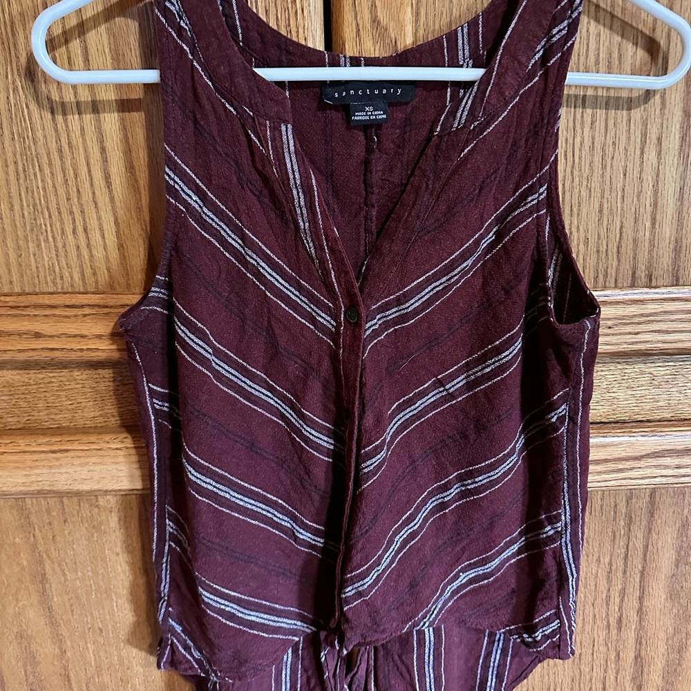Sanctuary Burgundy and White Striped Tank Top